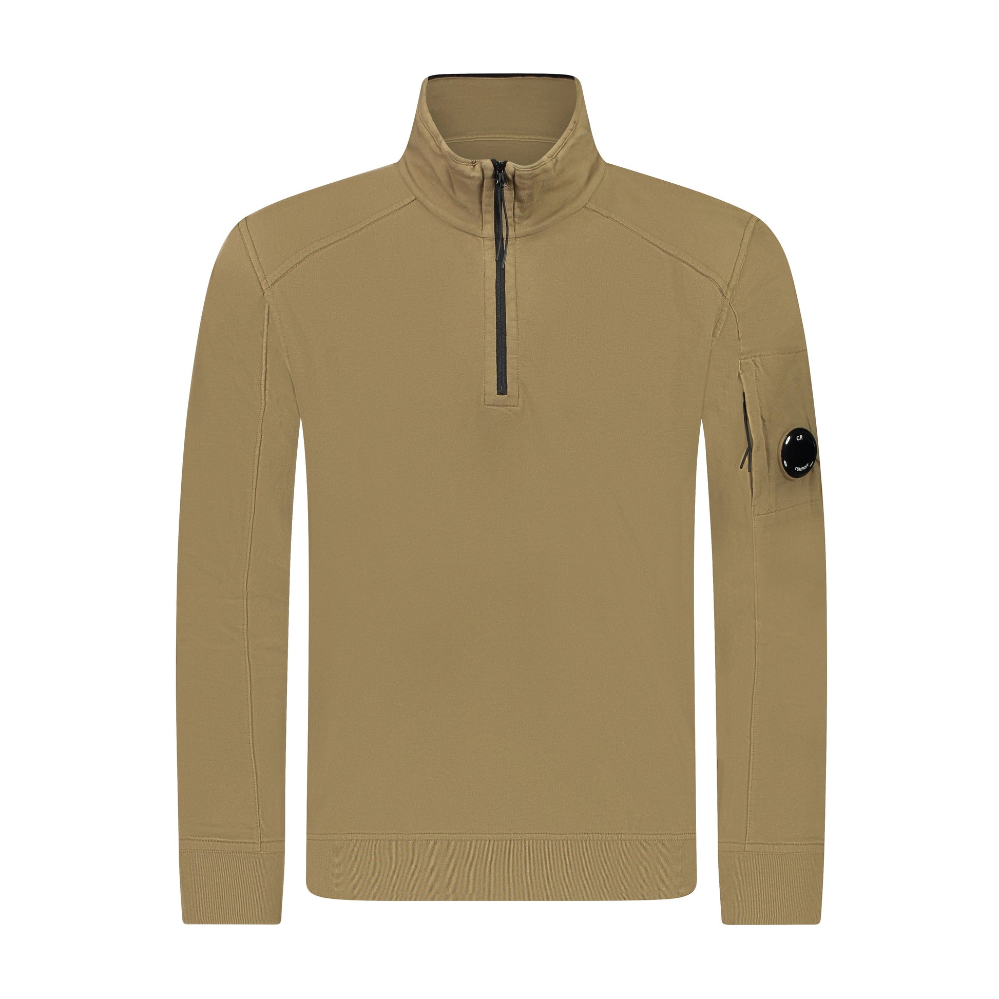 C.P. Company Light Fleece 1/2 Zip Sweatshirt - 653 Butternut Brown - Escape Menswear
