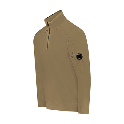 C.P. Company Light Fleece 1/2 Zip Sweatshirt - 653 Butternut Brown - Escape Menswear