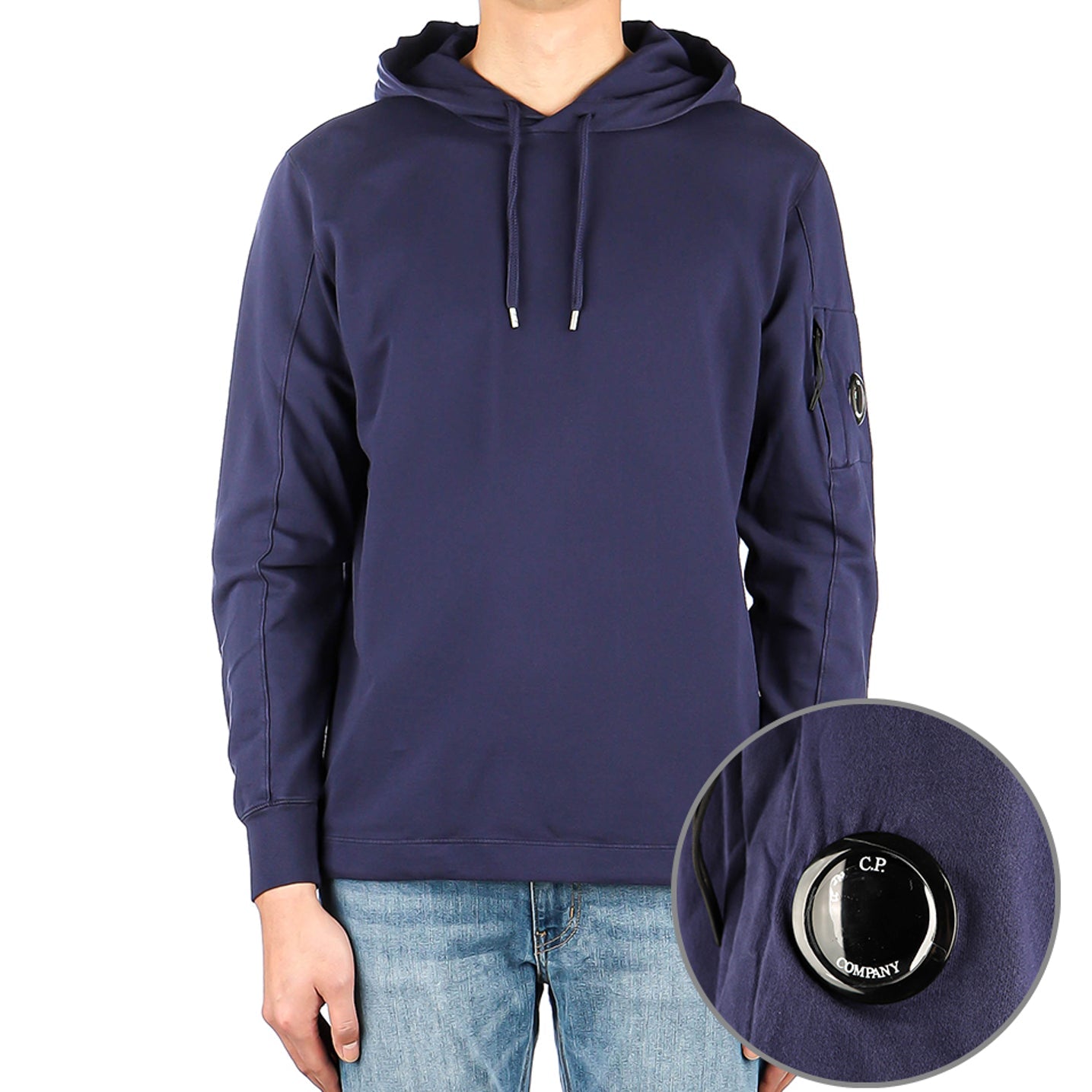 CP Company Light Fleece Hoodie - 868 Mdivl Blu - Escape Menswear