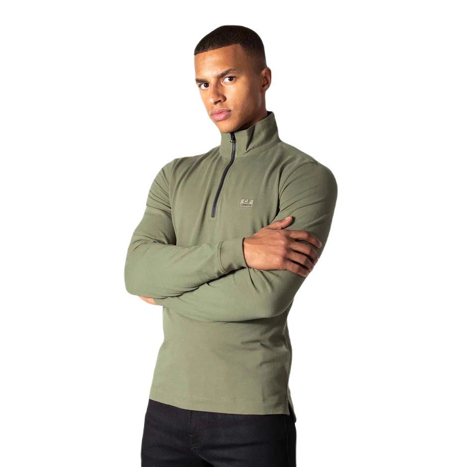 CP Company Long Sleeve Zip Polo Shirt - 665 Stone Gry - Escape Menswear