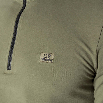 CP Company Long Sleeve Zip Polo Shirt - 665 Stone Gry - Escape Menswear