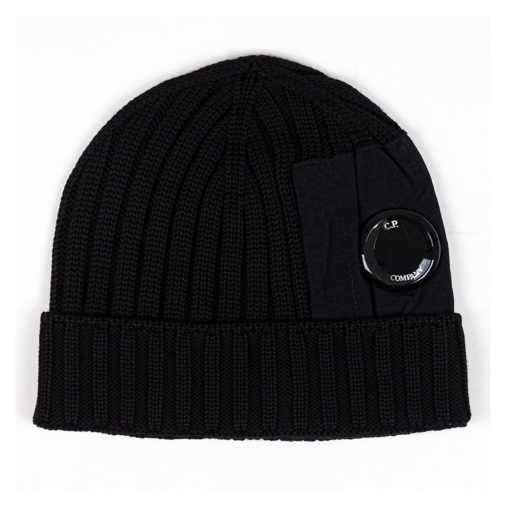 C.P. Company Merino Wool Beanie - 999 Black - Escape Menswear