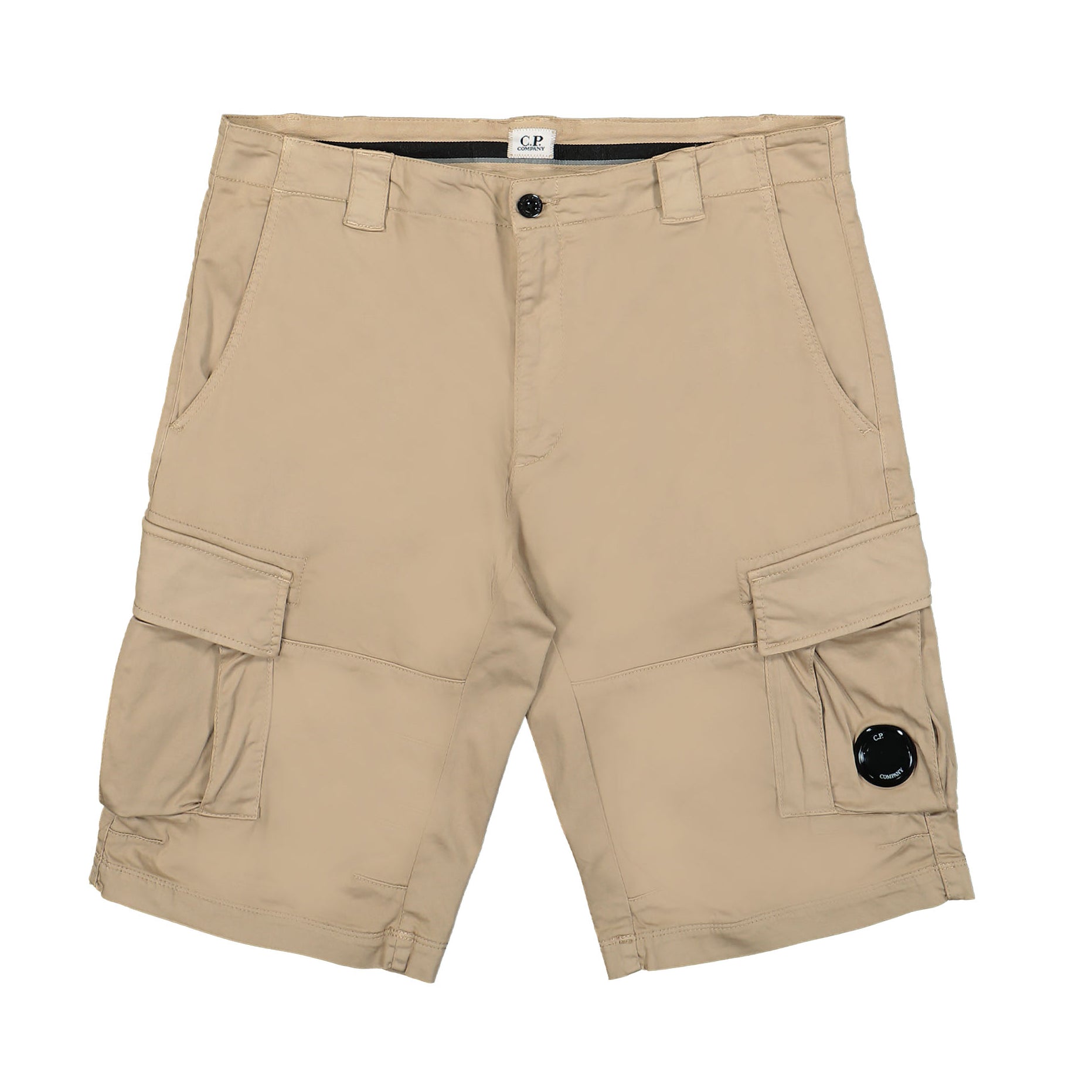C.P. Company Regular Fit Stretch Sateen Cargo Shorts - 999 Black - Escape Menswear