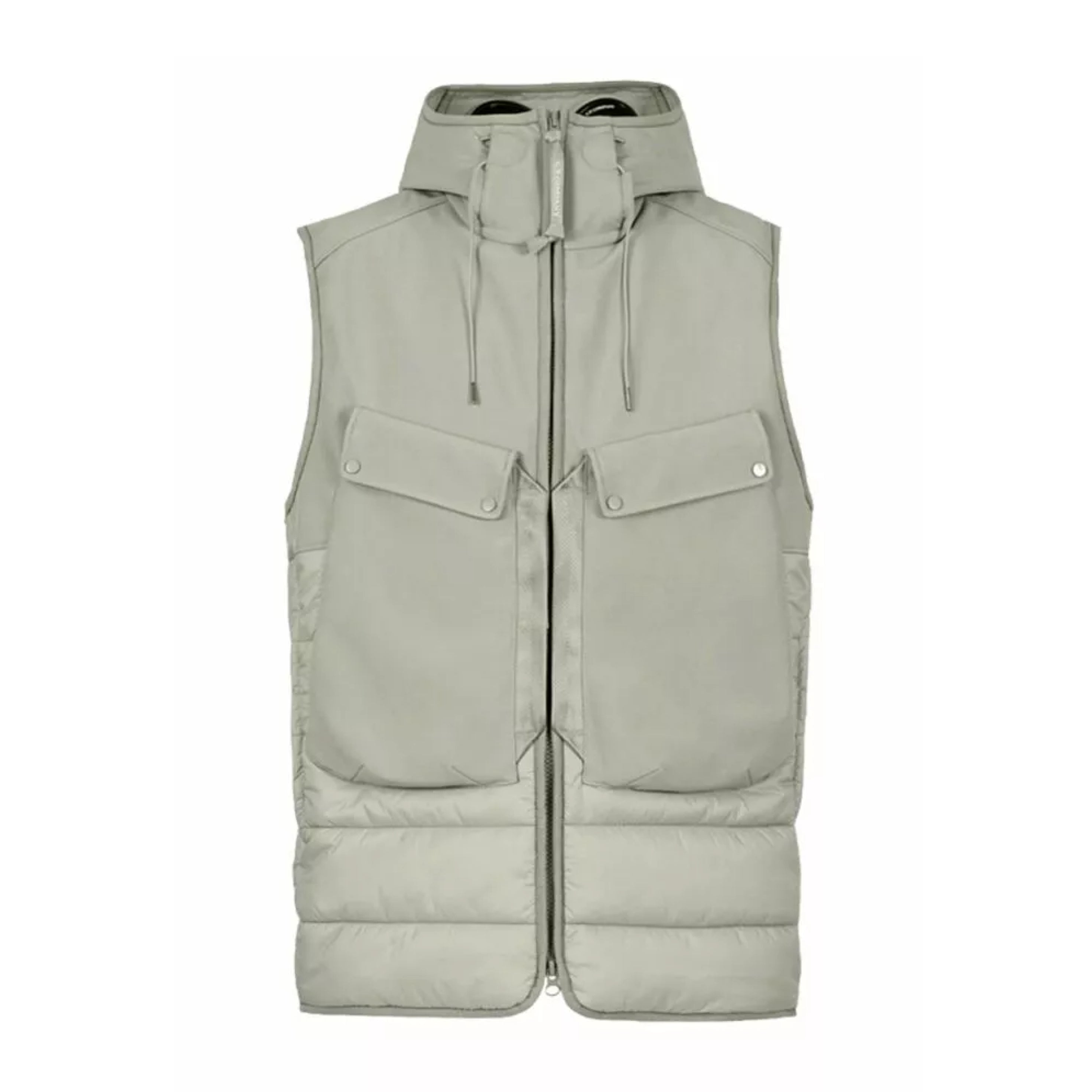 C.P. Company Shell-R Mixed Goggle Vest - 335 Silver Sage - Escape Menswear
