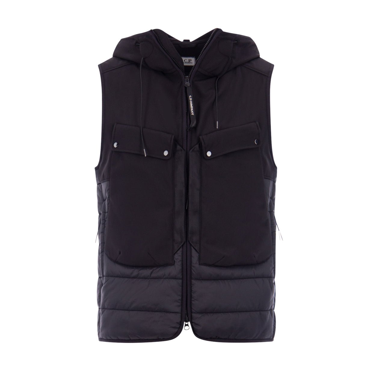 C.P. Company Shell-R Mixed Goggle Vest - 999 Black - Escape Menswear