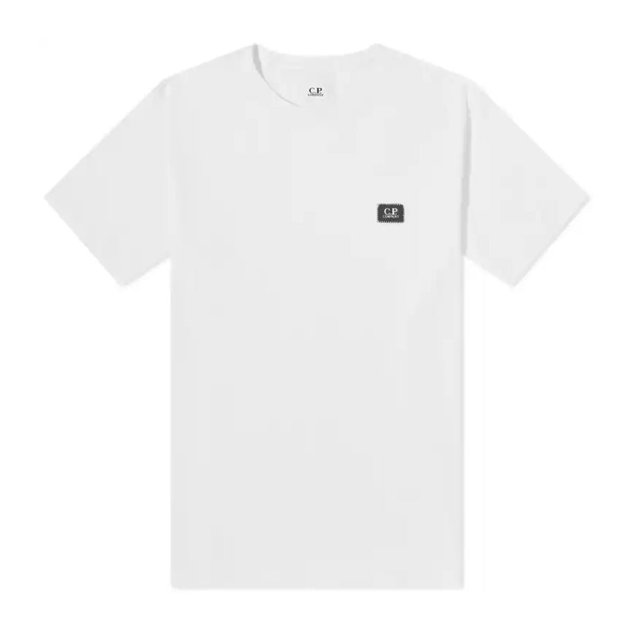 C.P. Company Small Stitch Block Logo T-Shirt - 103 White - Escape Menswear