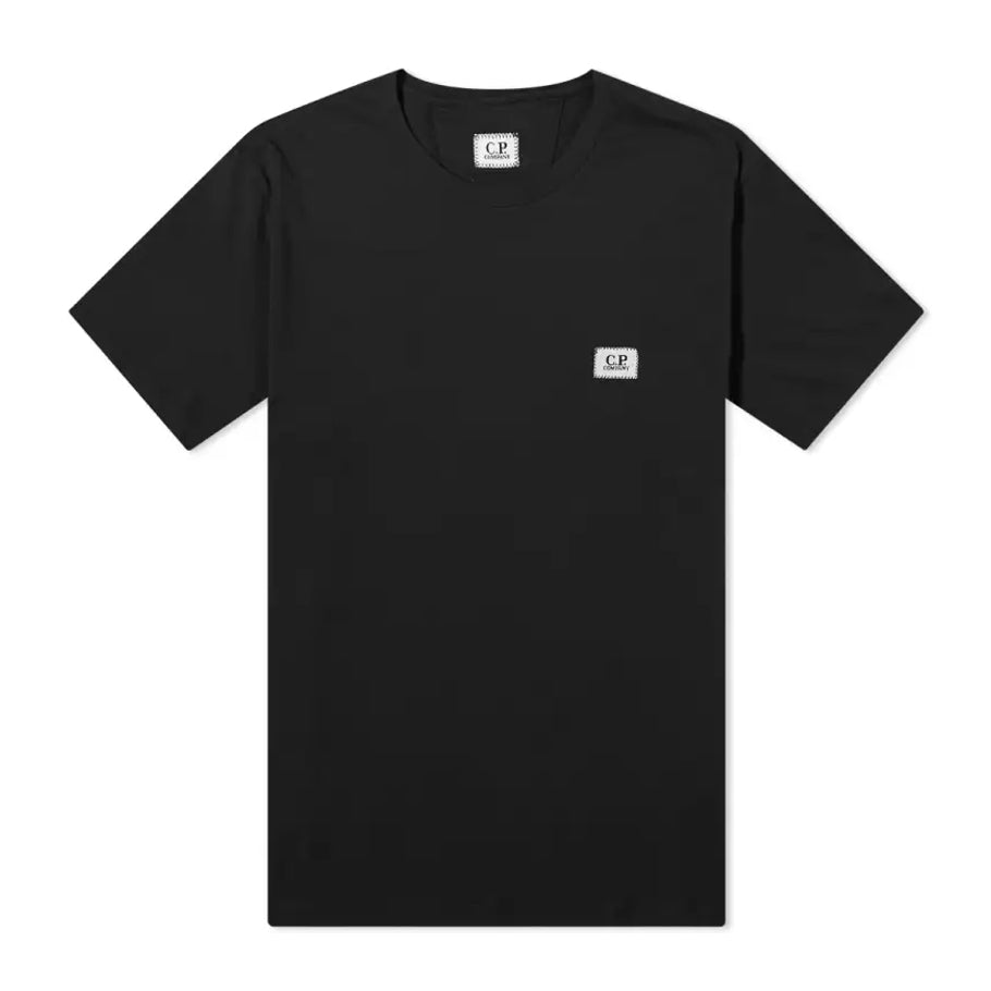 C.P. Company Small Stitch Block Logo T-Shirt - 999 Black - Escape Menswear