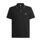 C.P. Company Stretch Piquet Striped Collar Polo - 999 Black - Escape Menswear