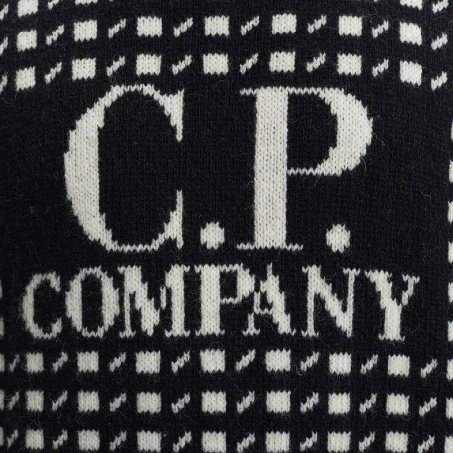 C.P. Company Wool Jacquard Logo Knit - V02 Black - Escape Menswear