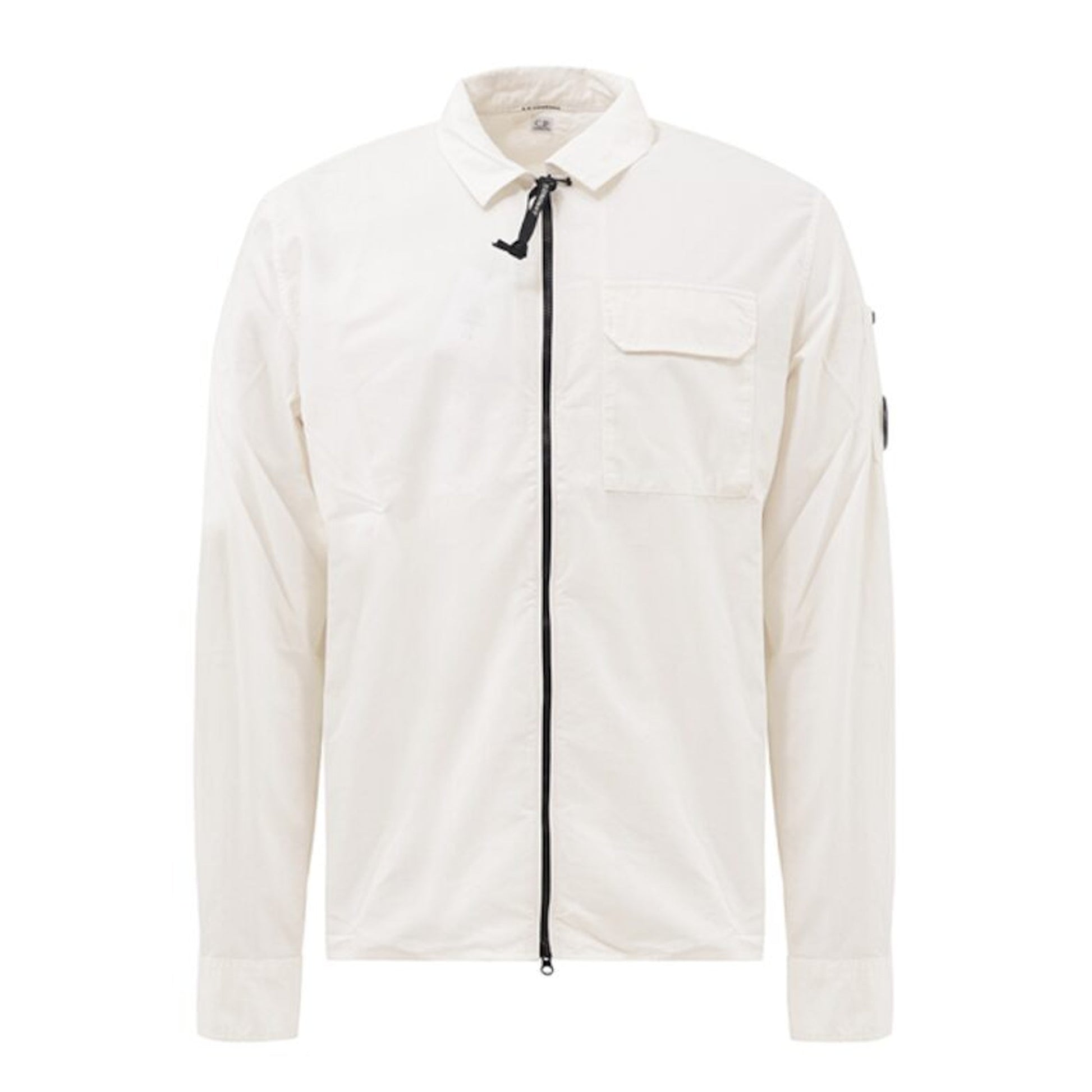 CP Company Zip Through Gabardine Overshirt - 103 White - Escape Menswear