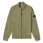CP Company Zip Through Gabardine Overshirt - 648 Brnz Grn - Escape Menswear