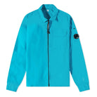 CP Company Zip Through Gabardine Overshirt - 825 Tile Blue - Escape Menswear