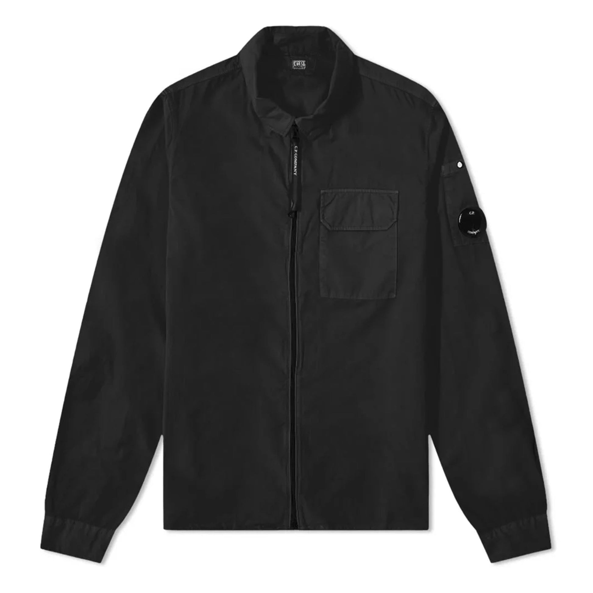 CP Company Zip Through Gabardine Overshirt - 999 Black - Escape Menswear