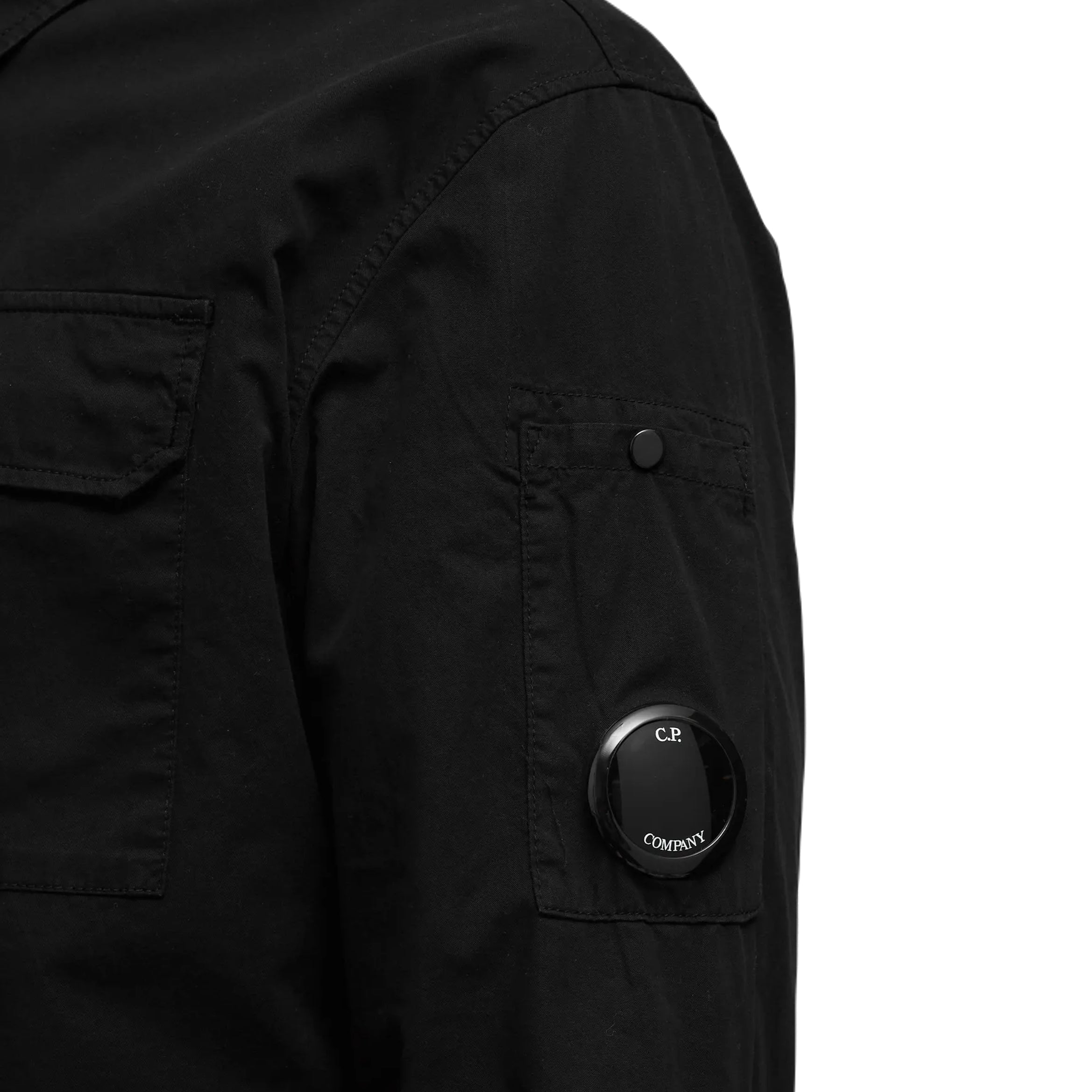 CP Company Zip Through Gabardine Overshirt - 999 Black - Escape Menswear
