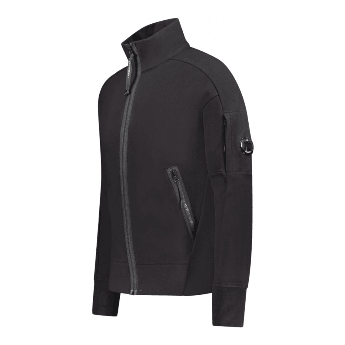 C.P. Company Zip-Through Sweatshirt - 999 Black - Escape Menswear