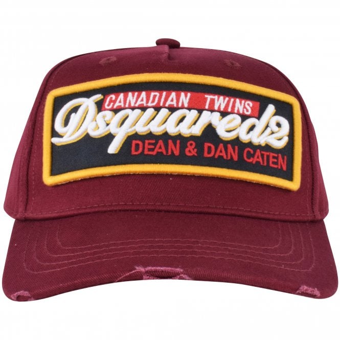 Dsquared2 BCM0249 Patch Baseball Cap - 4066 Bordeaux - Escape Menswear