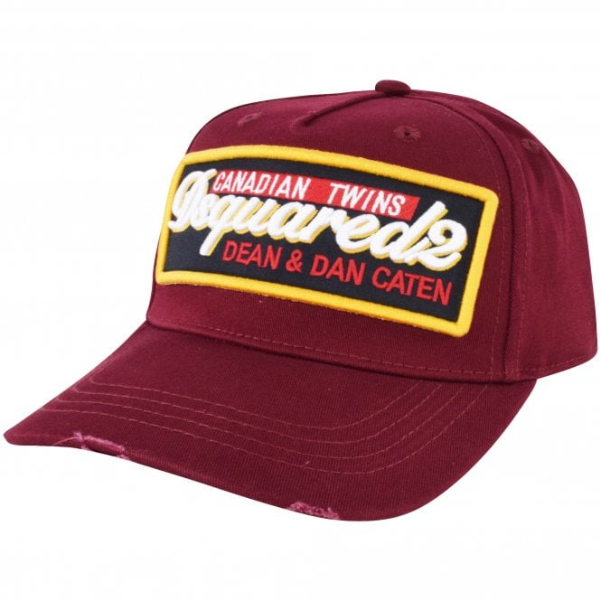 Dsquared2 BCM0249 Patch Baseball Cap - 4066 Bordeaux - Escape Menswear