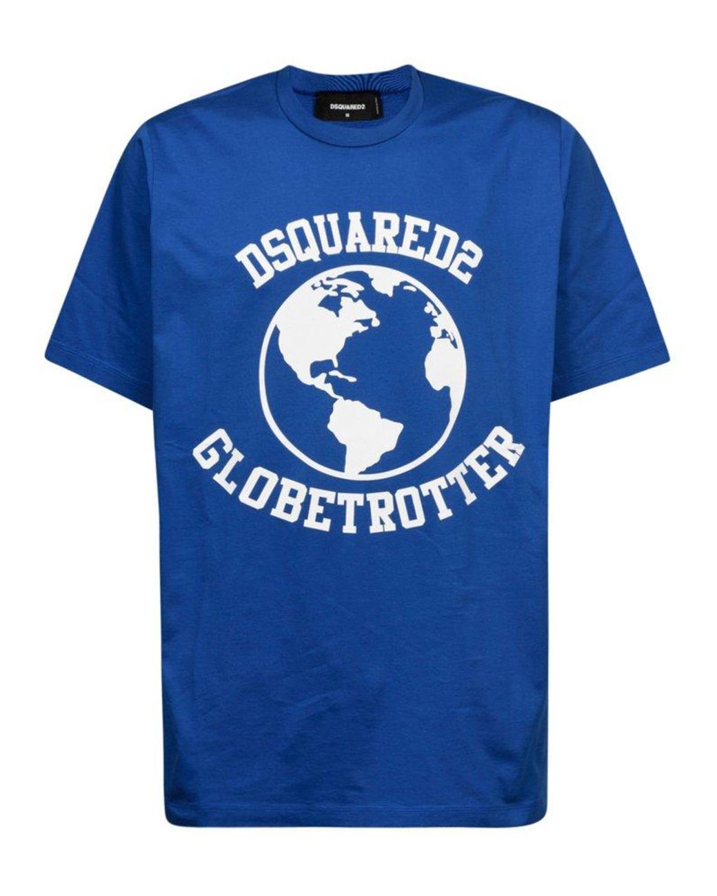Dsquared2 Globe Trotter Slouch T- Shirt - 521 Blue - Escape Menswear