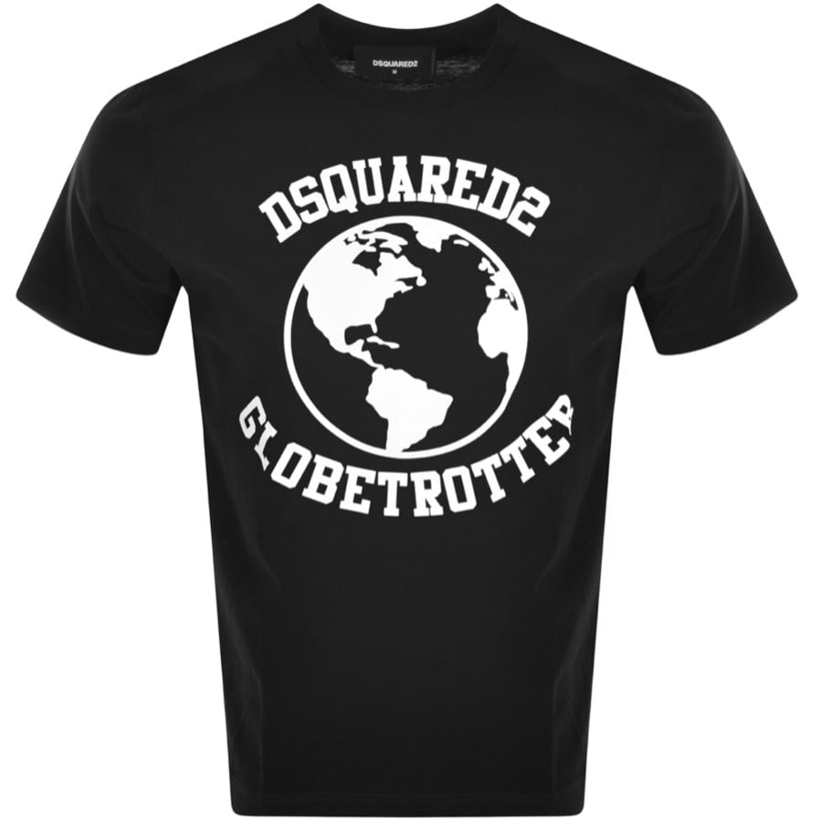Dsquared2 Globe Trotter Slouch T- Shirt - 900 Black - Escape Menswear