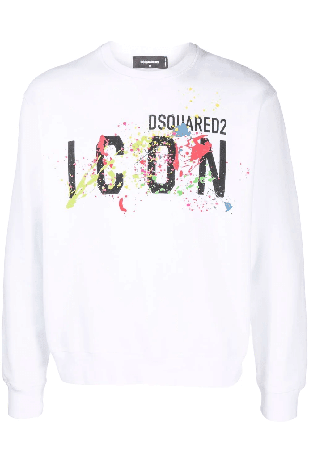 Dsquared2 ICON Splatter Sweatshirt - 100 White - Escape Menswear