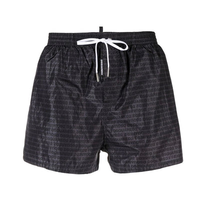 DSquared2 Logo Print Swim Shorts - 099 Black - Escape Menswear