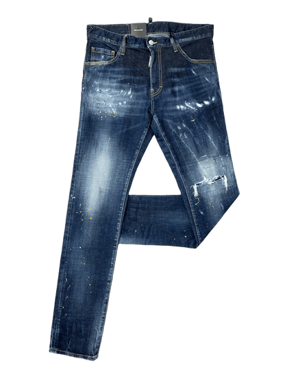 Dsquared2 S74LB0835 Splatter Paint Jeans - 470 Blue - Escape Menswear