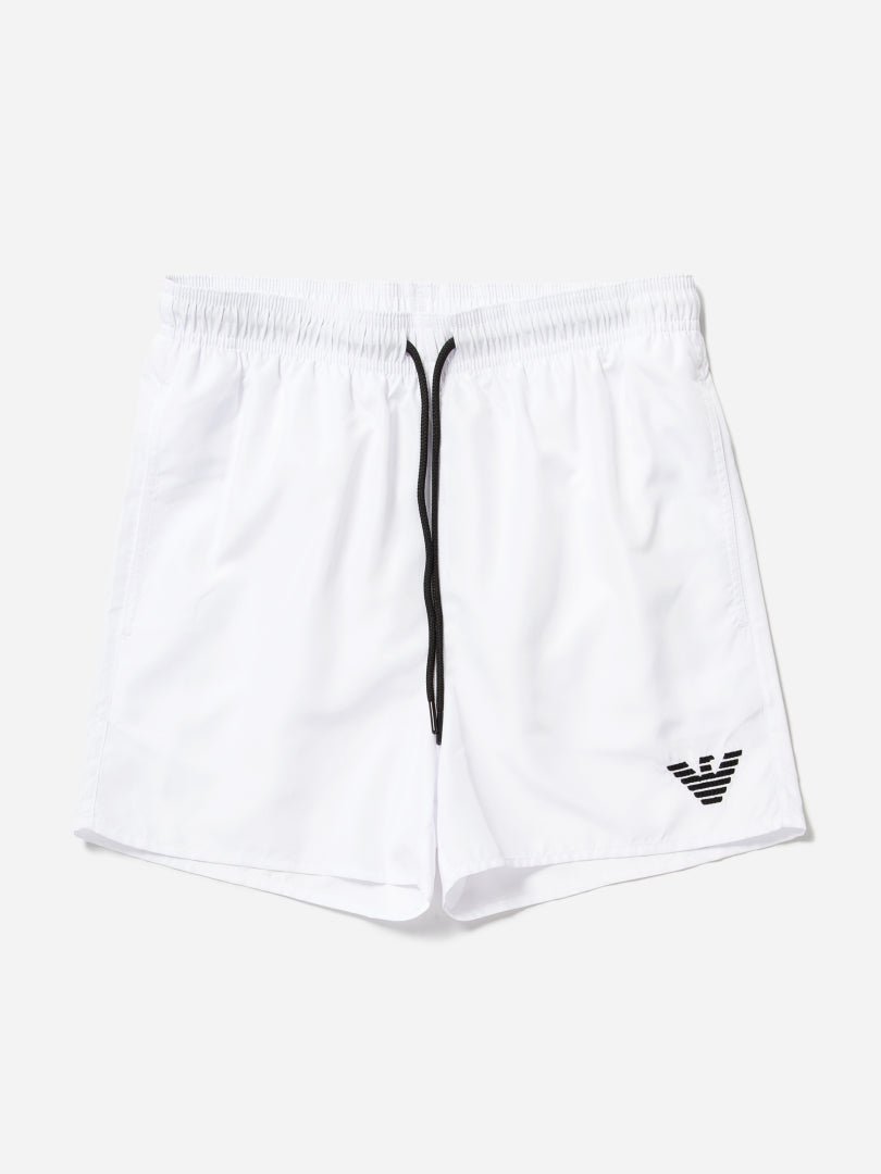 Emporio Armani 211752 Eagle Logo Swim Shorts - 010 White - Escape Menswear