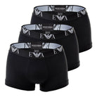 Emporio Armani 3-Pack Monogram Trunks - Black - Escape Menswear