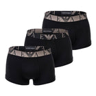 Emporio Armani 3-Pack Monogram Trunks - Black Gry - Escape Menswear