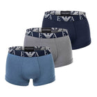 Emporio Armani 3-Pack Monogram Trunks - Marin/Pew/Irn - Escape Menswear