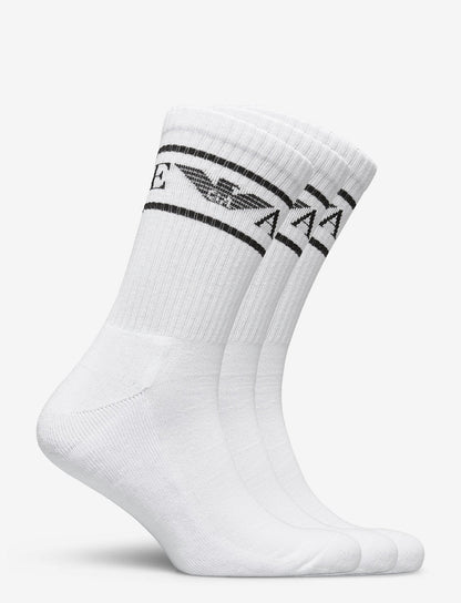 Emporio Armani 3 Pack Shorts Socks - 010 White - Escape Menswear