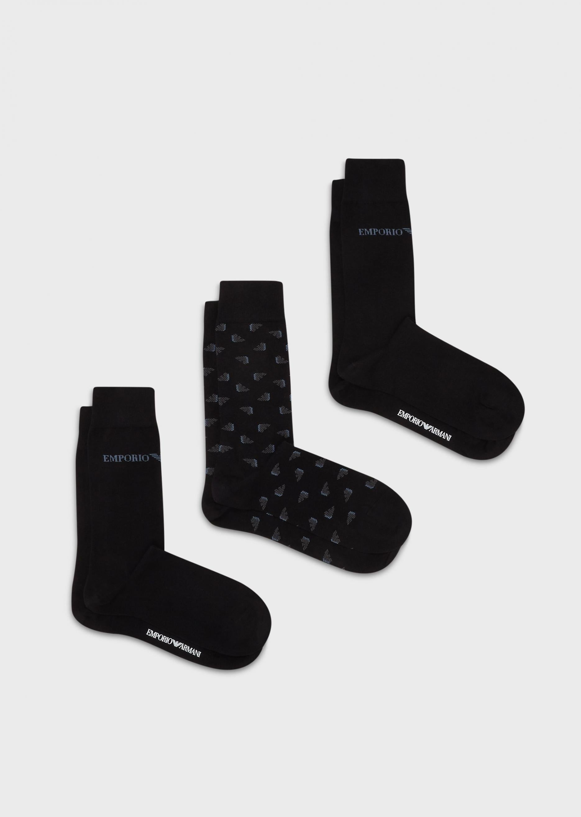 Emporio Armani 302402 3 Pack Socks - 012 Black - Escape Menswear