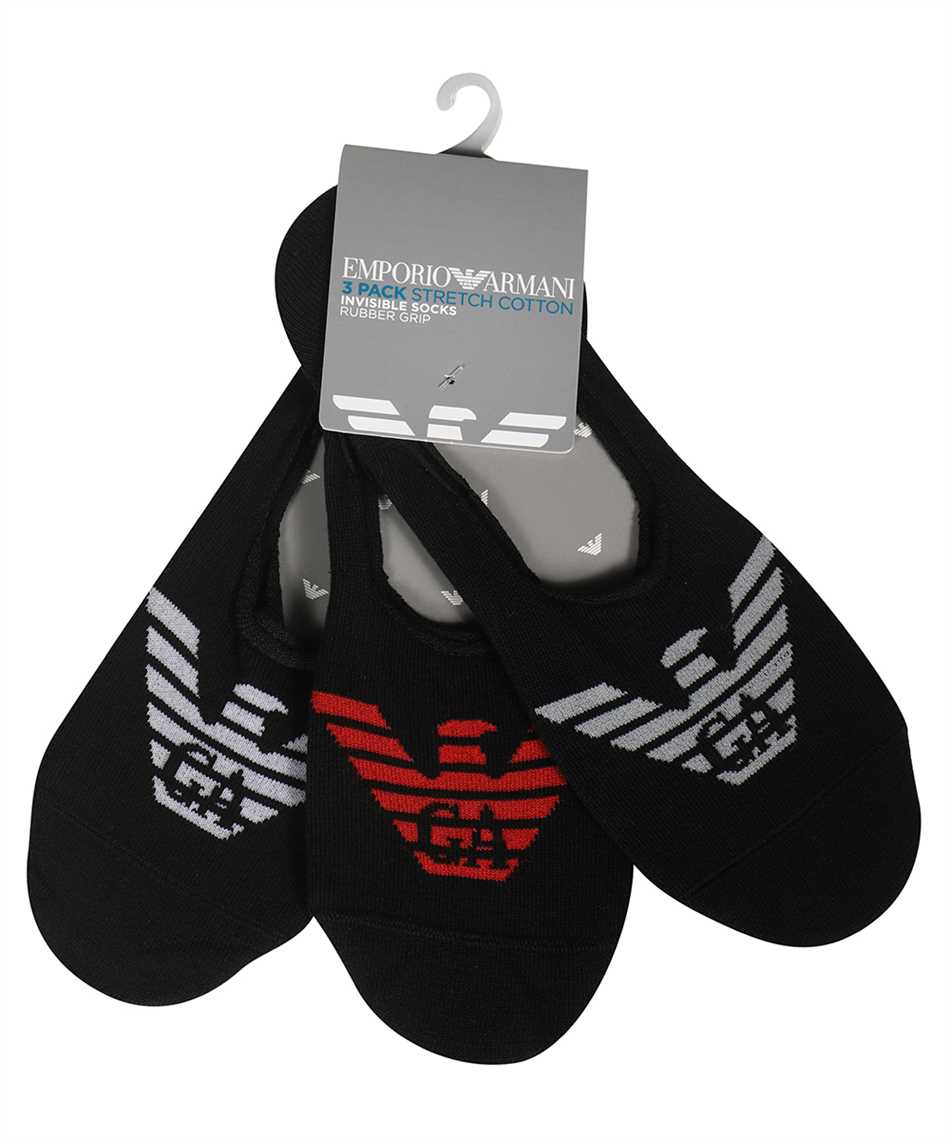 Emporio Armani 306227 Eagle Logo 3 Pack Trainer Socks - 21320 Black - Escape Menswear