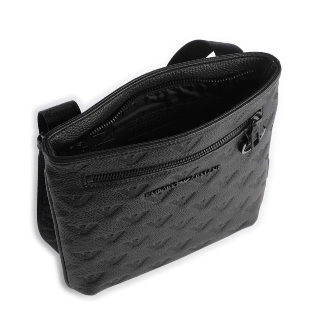 Emporio Armani All Over Eagle Shoulder Bag - Black - Escape Menswear