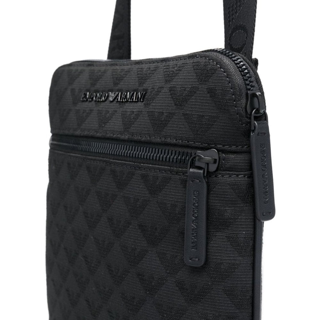 Emporio Armani Jacquard Crossbody Bag - Black - Escape Menswear