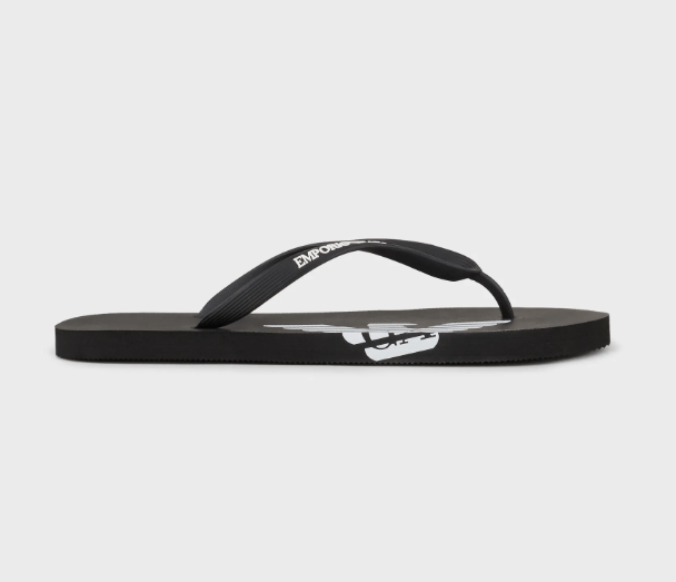 Emporio Armani Logo Rubber flip-flops - Black - Escape Menswear