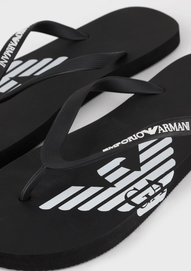 Emporio Armani Logo Rubber flip-flops - Black - Escape Menswear