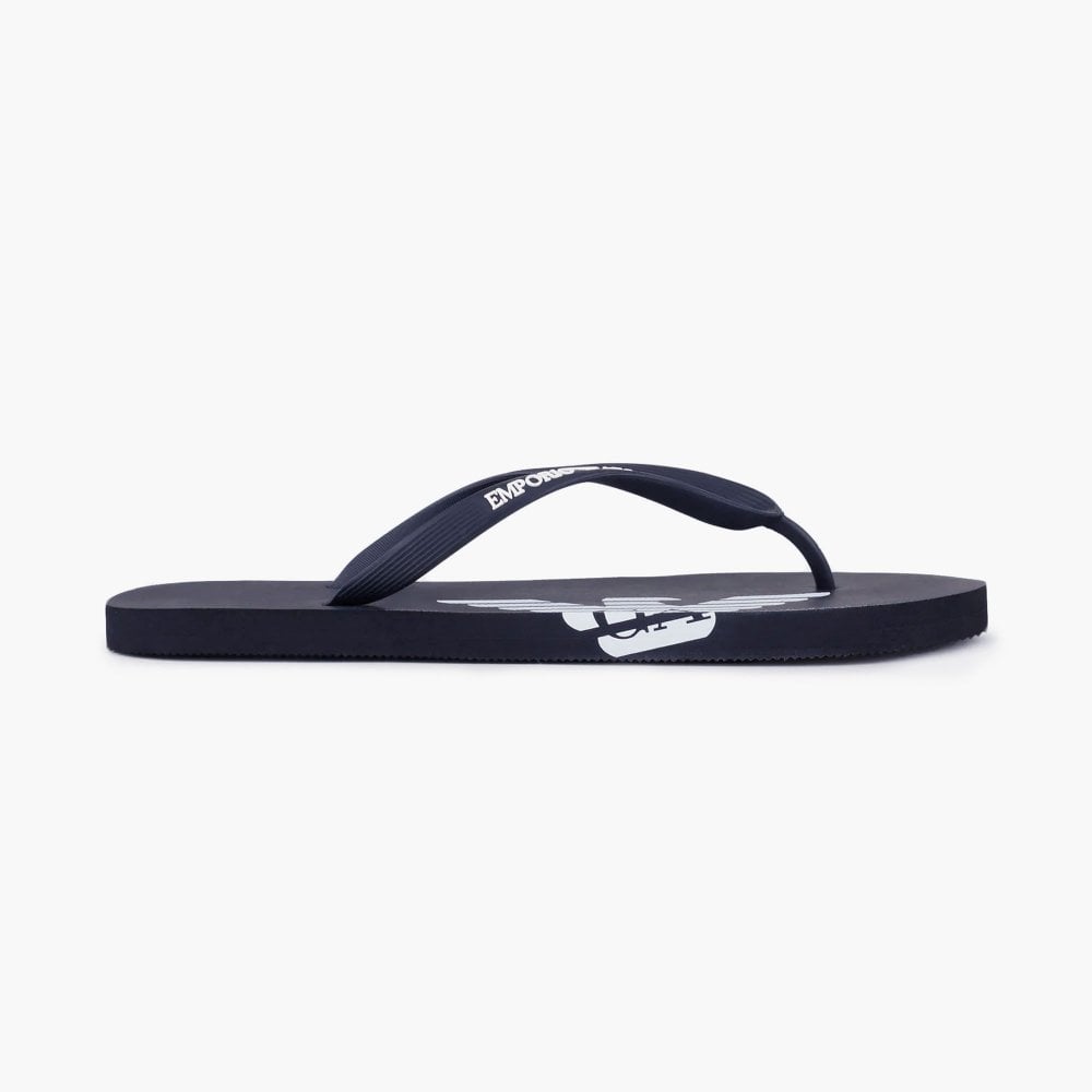 Emporio Armani Logo Rubber flip-flops - Navy - Escape Menswear