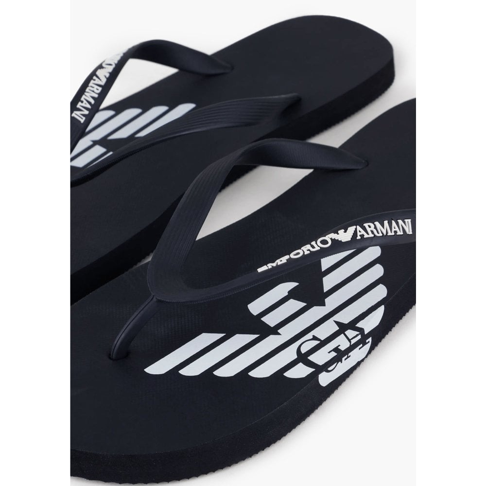 Emporio Armani Logo Rubber flip-flops - Navy - Escape Menswear