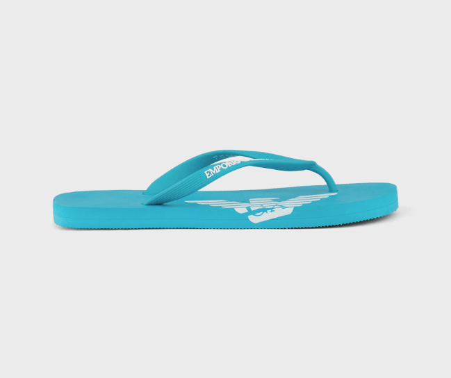 Emporio Armani Logo Rubber flip-flops - Turquoise - Escape Menswear