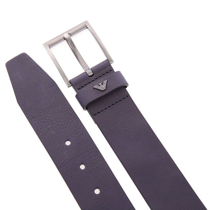 Emporio Armani Tumbled-Leather Belt - Black - Escape Menswear
