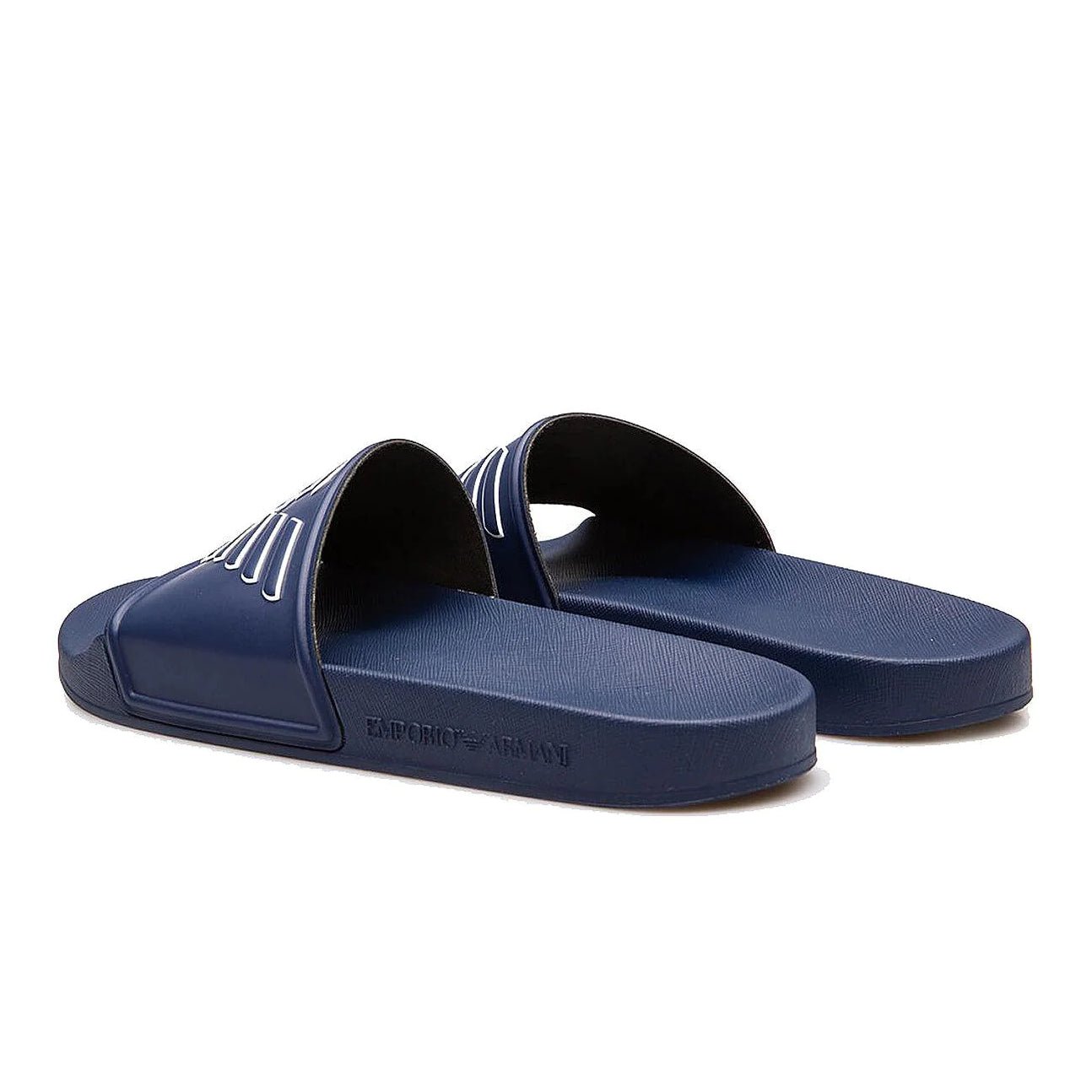 Emporio Armani XVPS01 Eagle Logo Sliders - 285 Navy - Escape Menswear