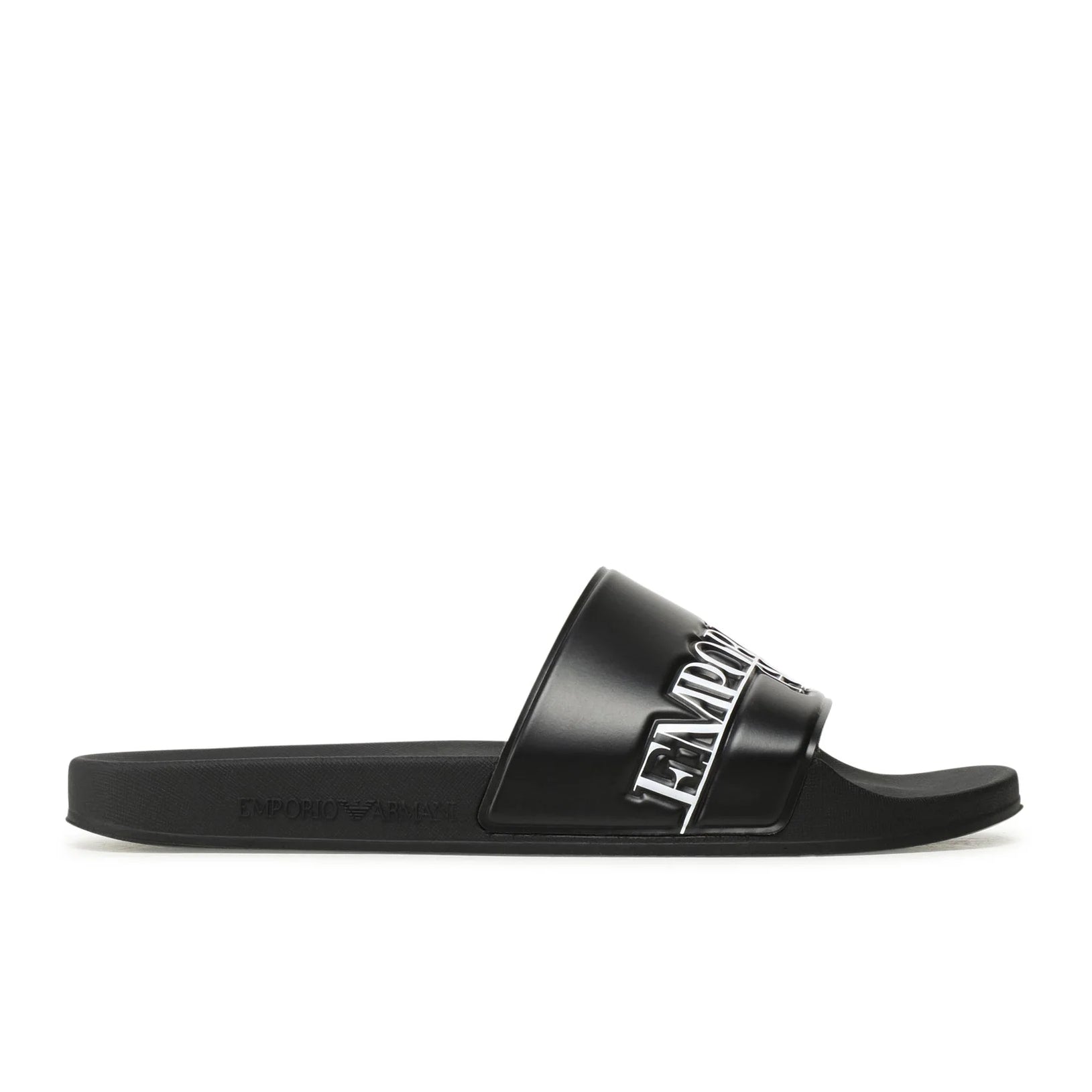 Emporio Armani XVPS02 Logo Sliders - 022 Black - Escape Menswear