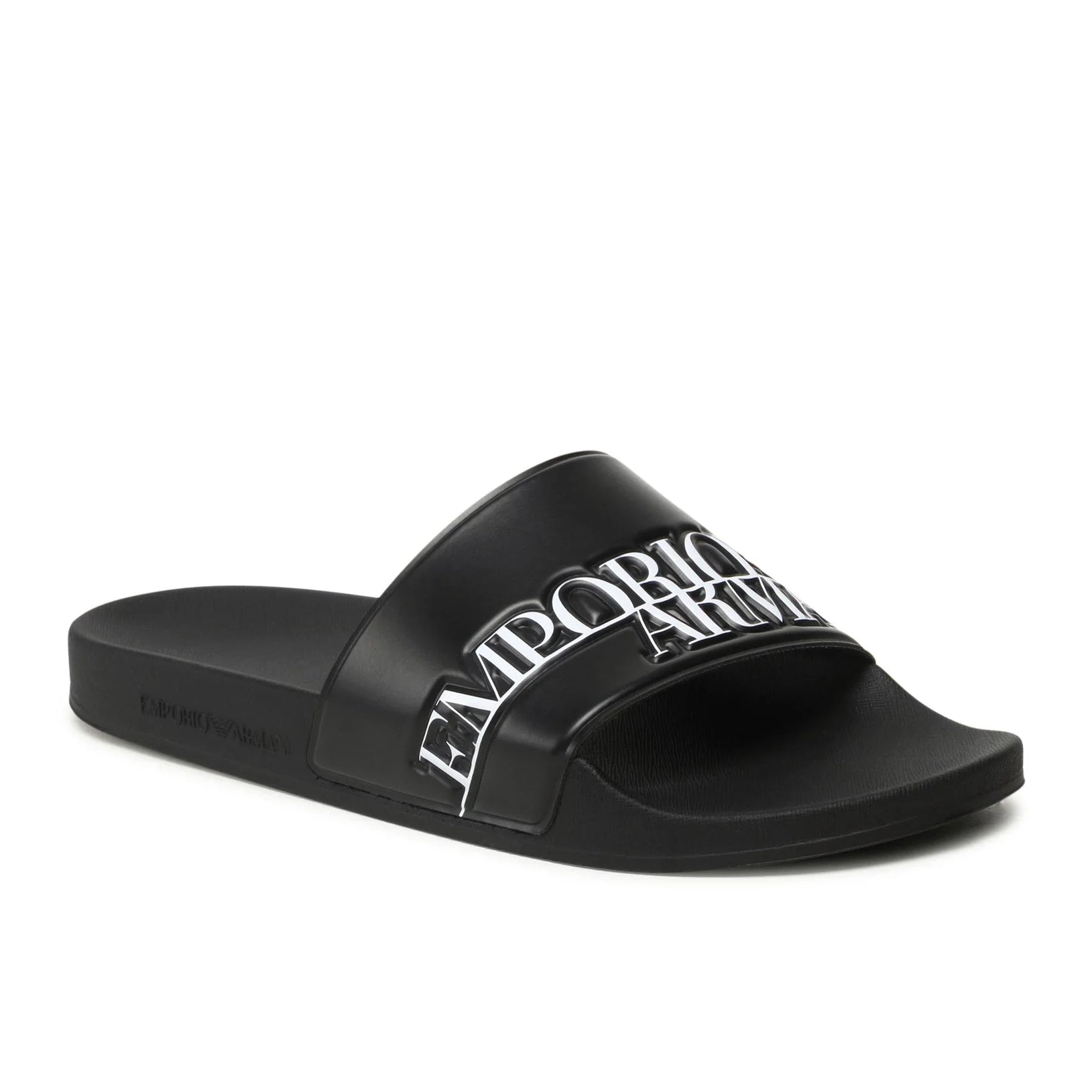 Emporio Armani XVPS02 Logo Sliders - 022 Black - Escape Menswear