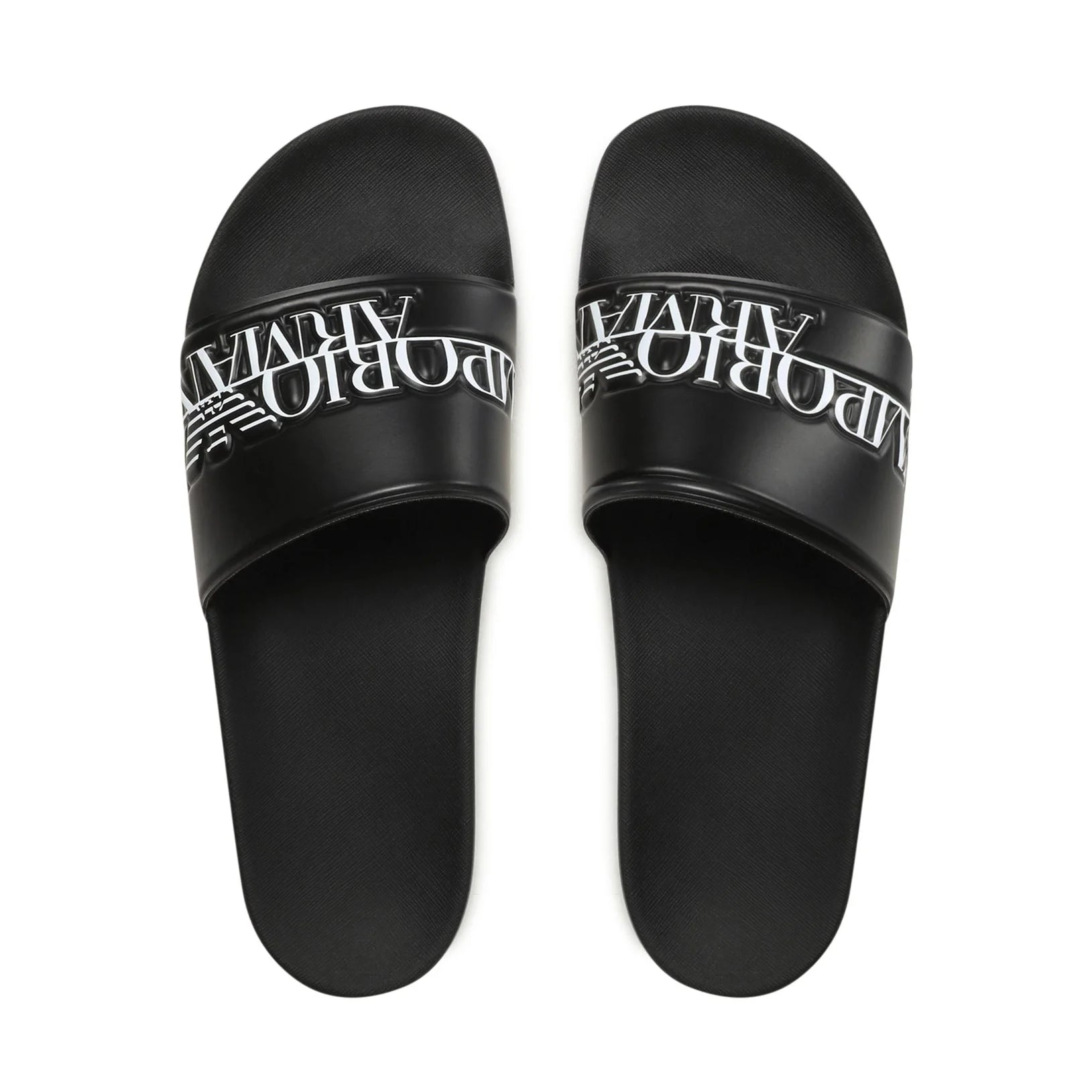 Emporio Armani XVPS02 Logo Sliders - 022 Black - Escape Menswear