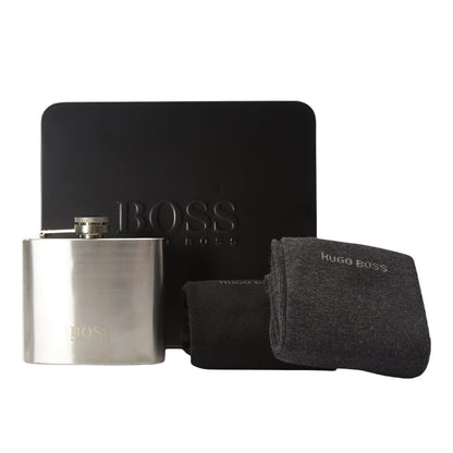 Hugo Boss 2 Pack Socks & Hip Flask Gift Set - 962 Blk/Charc - Escape Menswear