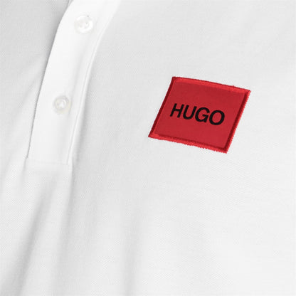 HUGO Dereso 232 Polo T Shirt - 100 White/Red - Escape Menswear