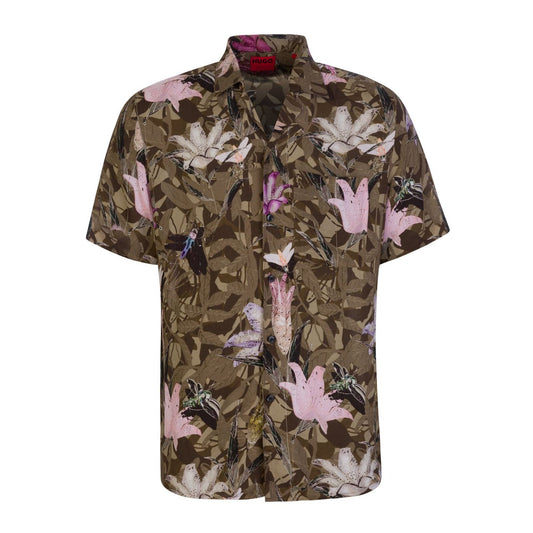 Hugo Ellino Shirt - Khaki Print - Escape Menswear