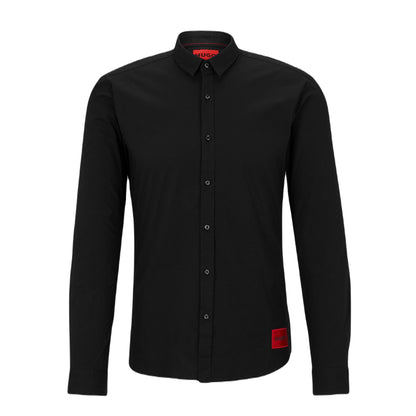 HUGO Ermo Long Sleeve Shirt - 001 Black - Escape Menswear