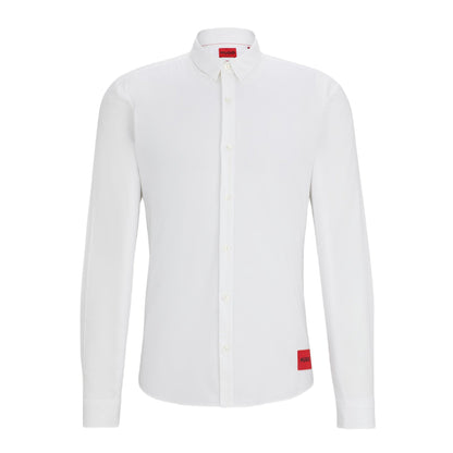 HUGO Ermo Long Sleeve Shirt - 199 White - Escape Menswear